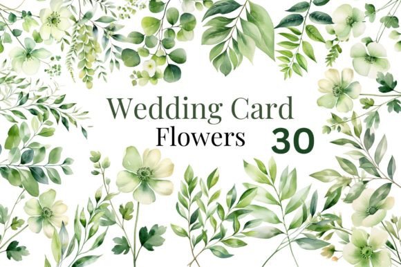 Download Green Wedding Watercolor Flowers Bundle - Wedding Collection