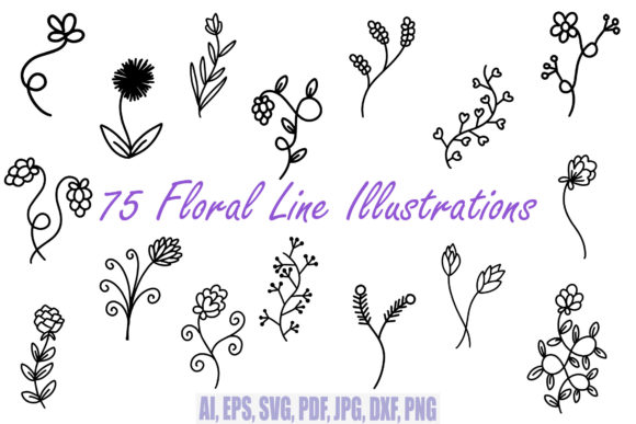 Download 75 Floral Botanical Clip Art Wildflowers - Botanical clip art Collection