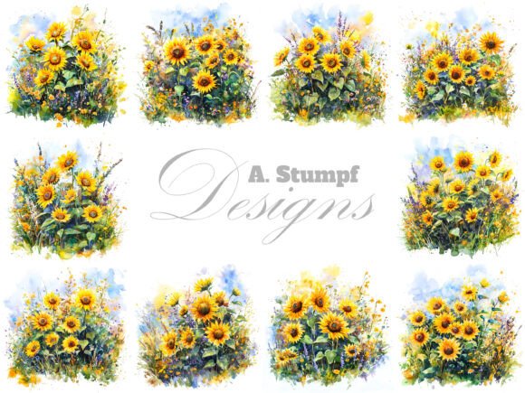 Download Sunflowers Floral Botanical Clipart Set - Premium Bundle