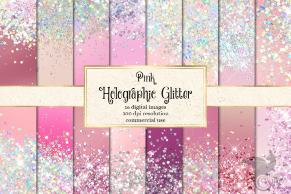 Download Pink Holographic Glitter Digital Paper - Holographic Collection