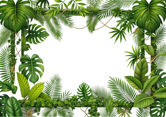 Download Free Tropical Leaves Frame Template Png - Frame template png Collection