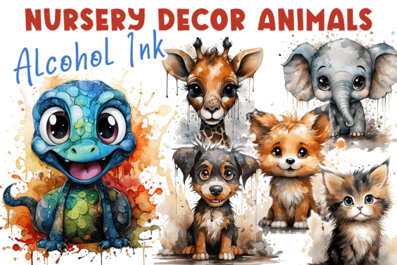Download Nursery Decor Animals Alcohol Ink Style - Nursery decor Collection
