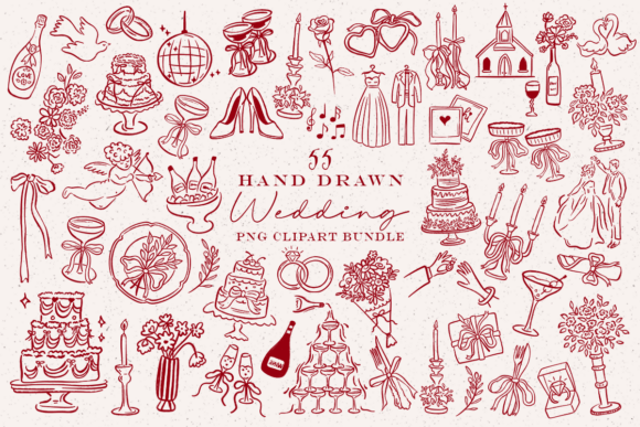 Download Hand Drawn Wedding PNG Clipart Bundle - Wedding Collection