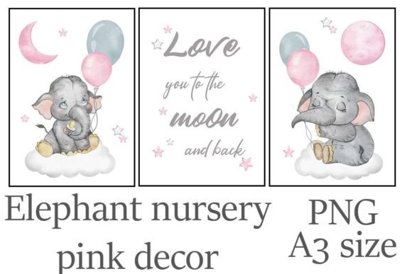 Download Elephant Nursery Decor in Grey and Pink - Nursery decor Collection
