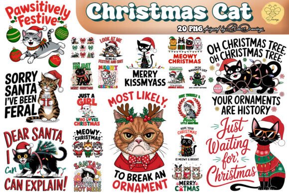 Download Christmas Cat Sublimation Bundle - Cat sublimation bundle Collection