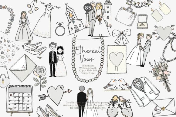 Download Minimalist Wedding Doodle Clipart Png - Wedding Collection