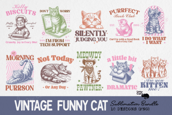 Download Vintage Funny Cat Sublimation Bundle - Cat sublimation bundle Collection