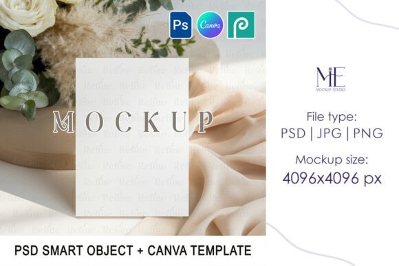 Download Wedding 5x7 Invitation Mockup PSD Canva - Wedding Collection