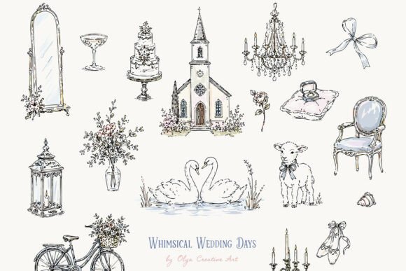 Download Whimsical Vintage Wedding Clipart 2 - Wedding Collection